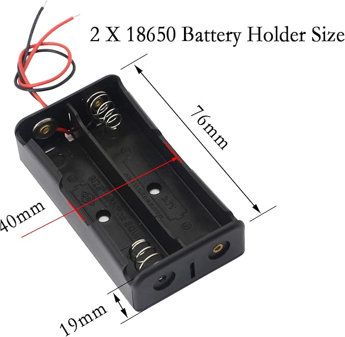 PNGKNYOCN 18650 Battery Clip, 2 Slots 3.7V DIY Battery Storage Box in Series Plastic Batteries Case YOUCHENG for 18650 Battery with Connect Lead(5-Pack)
