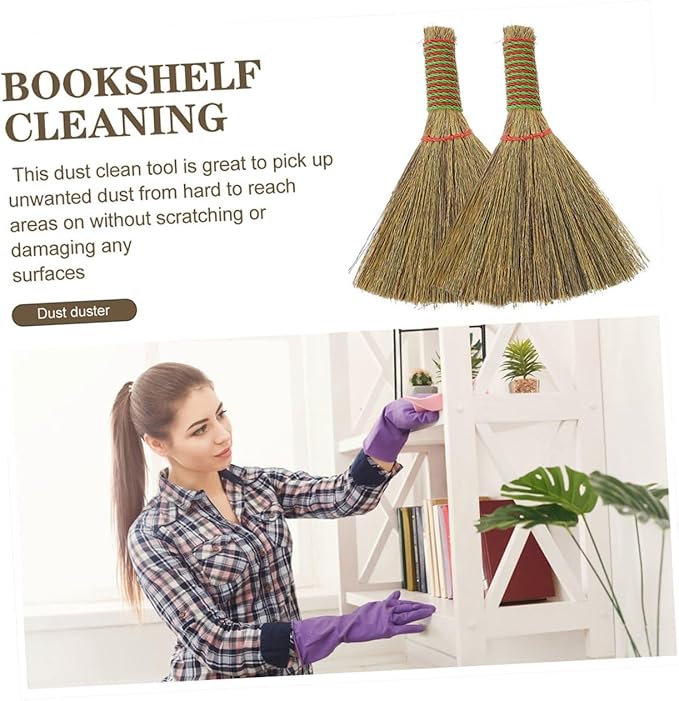 3pcs Portable Desk Brooms Small Whisk Dust Removing Brooms Short Handle Home Cleaning Tools for Desktop Sofa Cabinet Corn Bristle Sweepers