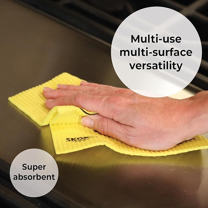 Skoy Cloth, 8-Pack Versatile Swedish Dishcloths for Kitchen and Household Use, Reusable Cleaning Cloths, Planet-Friendly, Dishwasher and Dryer-Safe, Blue