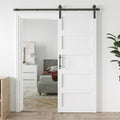 32in x 84in Sliding Barn Door with 6ft Barn Door Hardware Kit & Handle, Pre-Drilled Holes Easy Assembly -Solid Barn Door Slab Covered with Water-Proof PVC Surface, White, 5 Panel