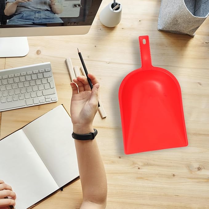 VOSAREA Handheld Dustpan for Desk Cleaning, Small Red Garbage Shovel with Large Capacity, Heavy Duty Kitchen Trash Dustpan for Household Desktop Use