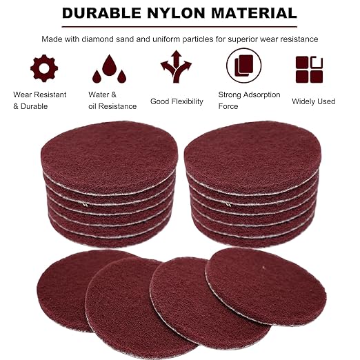 20 PCS 4 Inch 400 Grit Hoop and Loop Scrubber Scouring Pads Drill Scuffing Disc Flocking Scuff Pads, Conditioning Discs Polishing Pads for Furniture Automotive Cleaning, Rust Removal