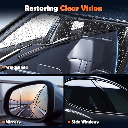 Glass Emulsion Cleaner Oil Film Cleaning Brush, Car Windshield Cleaner Tool for Automotive Windshield/Window/Mirror Cleaning, Clearvision Improve Driving Visibility(100ml Emulsion + Brush Board)
