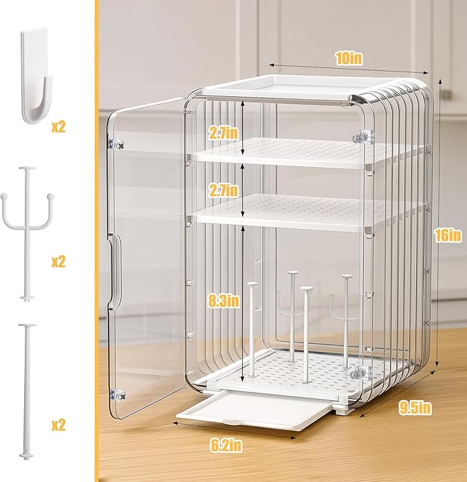 Palksky Baby Bottle Organizer for Storage,Baby Bottle Drying Rack for Countertop Organizer,Clear Space-Saving