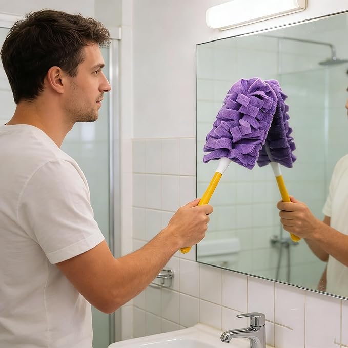 360° Electrostatic Duster Refills — The Sustainable Choice for a Dust-Free Home, Reusable Electrostatic Microfiber Duster Refills, Duster Refills Washable for Hand Duster (Purple)