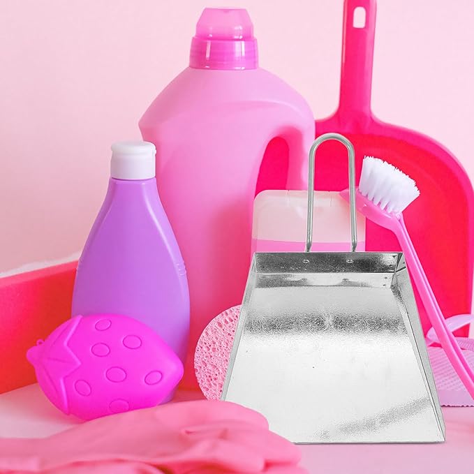 Mini Stainless Steel Handheld Dustpan, Heavy Duty Small Flat Cleaning Dust Pan for Kitchen, Desk, Office, Indoor and Outdoor Use