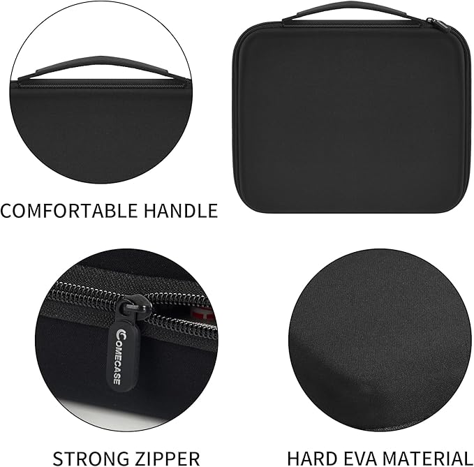 Comecase Battery Organizer Storage Box with Tester, Hard EVA Battery Case Holds 150+ AA AAA C D 9V 3V Lithium Batteries, Compact Battery Holder Carrying Bag for Home Drawer, Garage & Travel, Black