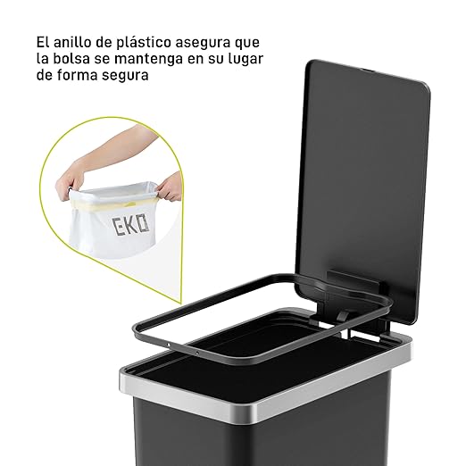 EKO | 10L Bathroom or Kitchen Waste Bin | Compact Trash Can with Flip N' Click Lid and Removable Bucket | Modern and Non-Slip Design | Lightweight, Aesthetic and Anti-Fingerprint