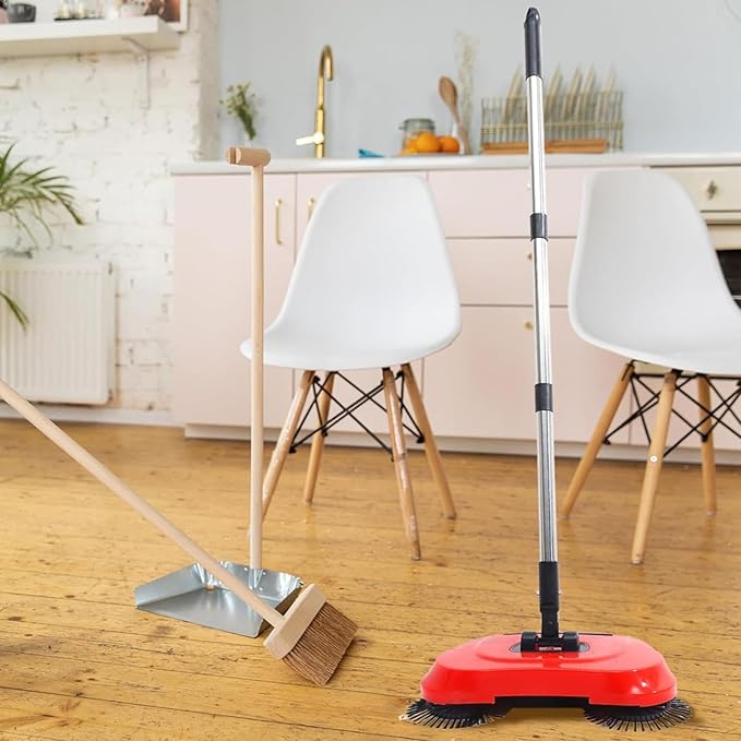 Hand Push Sweeperr - Manual Carpet Sweeperr, Non-Electric Floor Broom, Adjustable Handle Sweeping Brush, Indoor & Outdoor Floor Cleaner, Cordless Handheld Sweeperr, Push Floor Cleaning Tool for Home