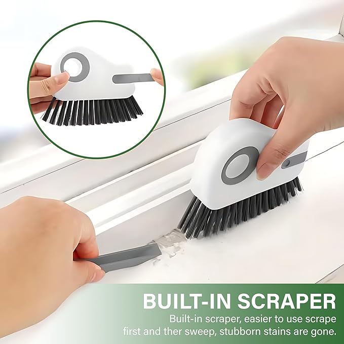 2 in 1 Groove Cleaning Brush with Sprayer, Window Track Cleaning Brush Tools, Sliding Door Track Cleaner, Crevice Cleaning Brush with Hidden Scraperfor Sliding Door Track, 2026 New Hard Bristle