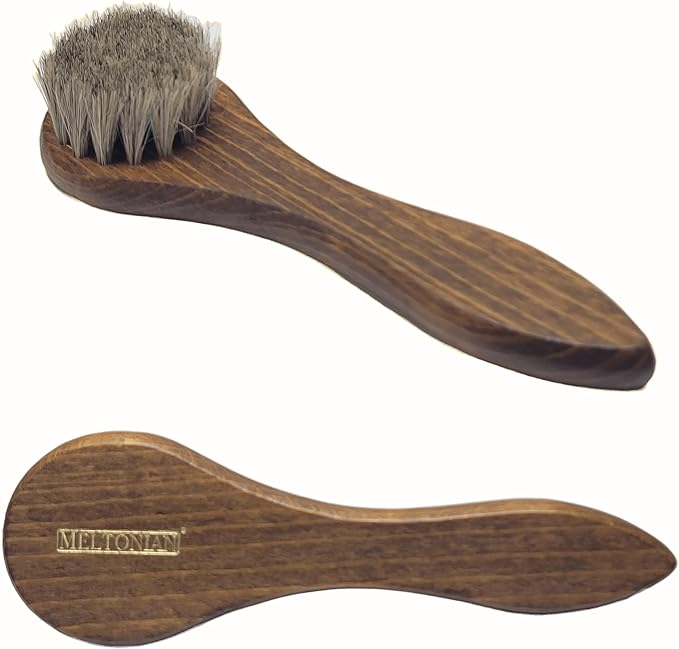 Meltonian Maxi Dauber Brush | 1.5" Rounded Head Premium Horse Hair Applicator Brush for Leather Care | Horsehair Shoe Brush for Applying Wax | Use with Meltonian Wax Polish | Grey Horsehair Bristles