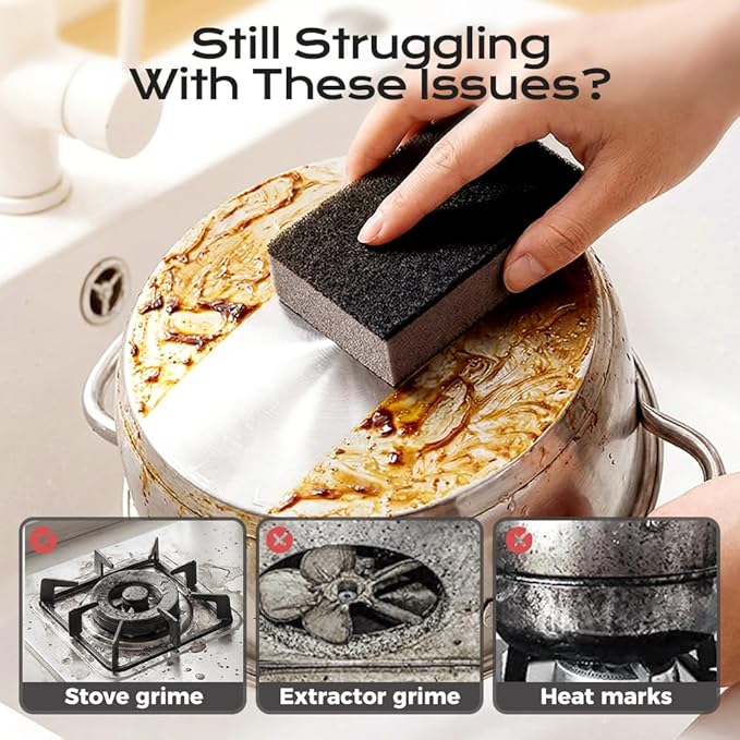 Magic Cleaning Sponges Eraser, Multi-Functional Melamine Sponge Foam Pads, Heavy-Duty Household Cleaner for Kitchen, Bathroom, Dish, Furniture & Walls (4, Black)