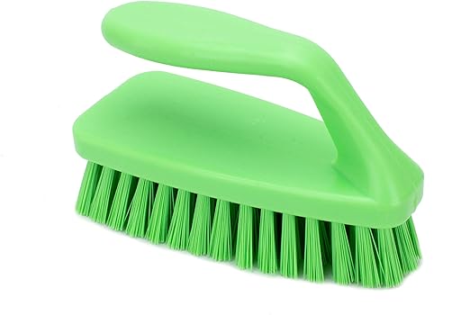 SPARTA Scrub Brush with Iron Shaped Handle and Stiff Bristles, Heavy Duty Scrubber Brush for Kitchen, Bathroom, Shower, Tile, Sink, Carpet and Bakepans, Polypropylene, 6 Inches, Lime