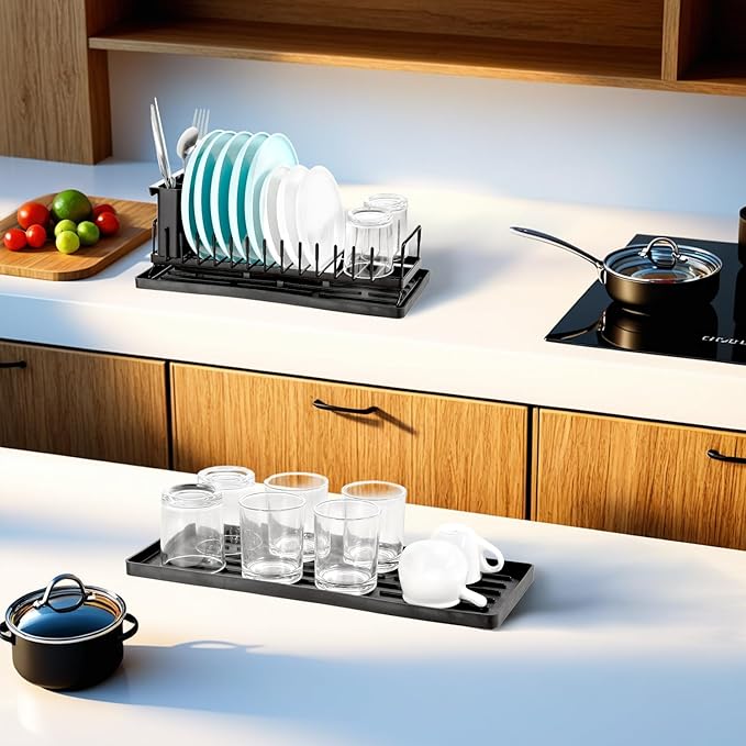 Cup Drying Rack Dish Drying Water Bottle Dryer Rack Long Kitchen Sink Counter Drainer Over Tray Plate Forks Glass Cups Spoons Organizer