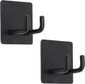 Adhesive Hooks, Bathroom Wall Towel Hooks, Black Stick Shower Razor Holder, Stainless Steel Door Hangers for Coat Loofah Robes Self Adhesive Organizer for Kitchen
