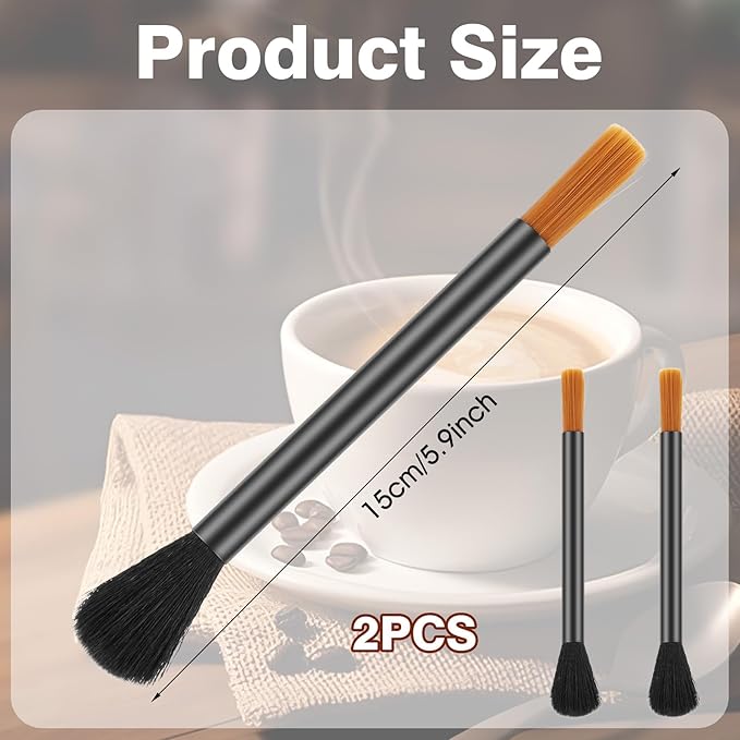 2Pcs Coffee Grinder Cleaning Brushes, Dual-Head Coffee Grinder Brush, Barista Espresso Machine Brush Set for Grinders, Portafilter & Group Head Cleaning