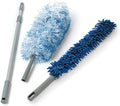 O-Cedar Dual-Action Microfiber Duster Set w/Telescopic Handle | Long, Adjustable Handle Extends 24-49" | Includes Microfiber & Chenille Duster Heads