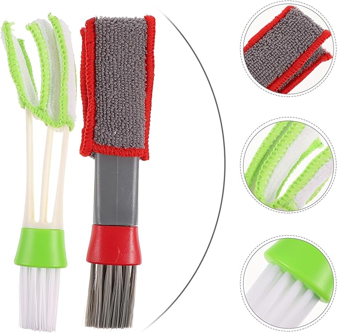 Car Air Vent Cleaning Brush and Air Outlet Brush 2pcs, Portable Dust Removal Tool for Car Interior Ac Vents and Keyboard, Soft Bristle Detailer for Automotive Dusting
