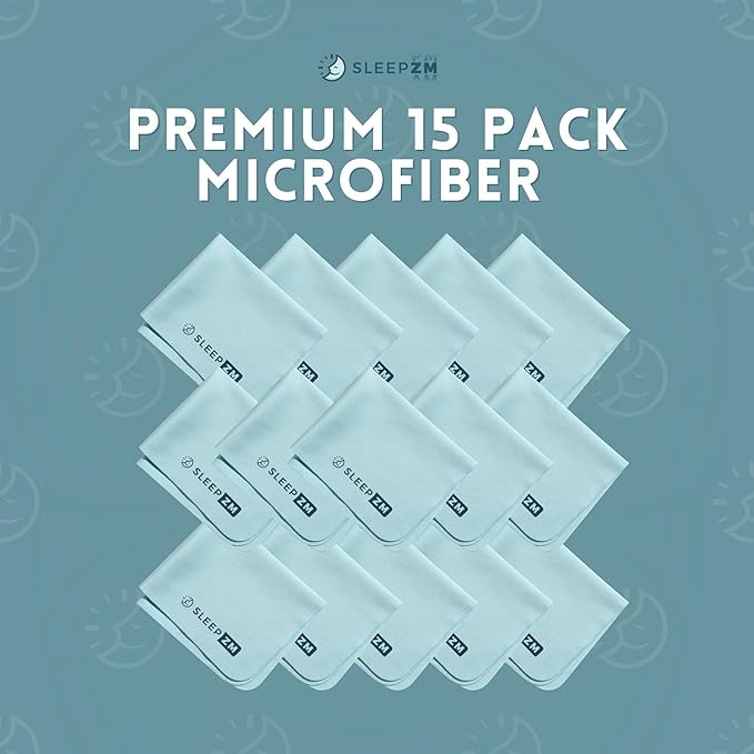 15 Pack Special Blue Light Glasses Microfiber Cleaning Cloths - Safe and Effective Cleans Lenses, Screens, Cameras, Eyeglasses, Cell Phone, LCD TV Screens and More (6X7)
