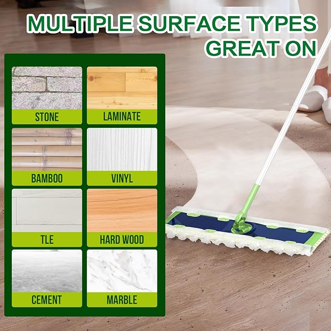 XL Heavy Duty Dry Sweeping Cloths Compatible with Sweeper Mop, Microfiber Duster Mop Pads Refills for Cleaning Hardwood Floor Dust and Pet Hair, Disposable (60 Count)