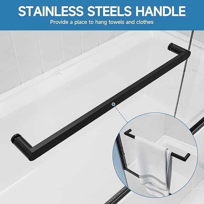 Double Sliding Bathtub Door 56-60“W x 57” H, Semi-Frameless Bath Tub Door - 1/4"(6mm) Tempered Glass Tub Shower Door with Explosion-Proof Film, Easy to Clean, Matte Black