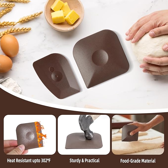 Pan Scraper 6-Pack, Plastic Cleaning Tool for Pots and Pans, Non Scratch Kitchen Gadgets for Cast Iron Care, Dish and Food Scraper