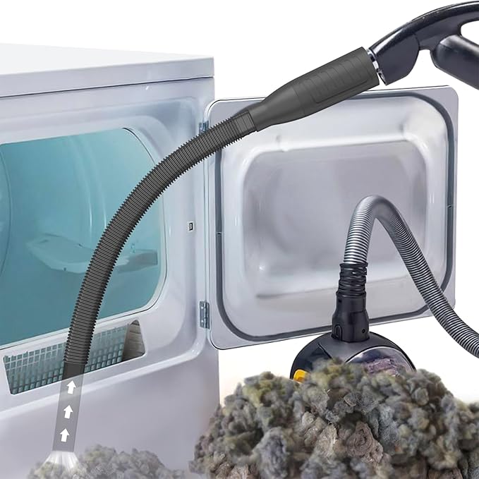 Dryer Vent Cleaner Kit Vacuum Hose Attachment, Quickly Removes Lint, Cleaning Supplies, Black