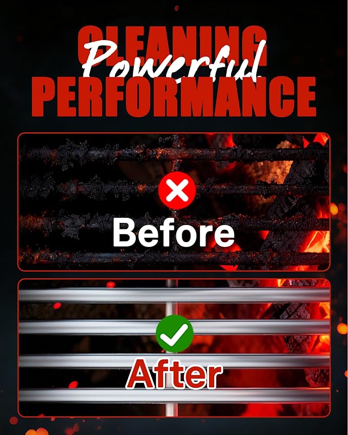 Grill Brush with Scraper - BBQ Grill Brush for Outdoor Grill, Extra Strong Grill Cleaner Accessories for Grill Smoker Gas Charcoal Grill Cleaning-Gifts for Grill Wizard Dad Men