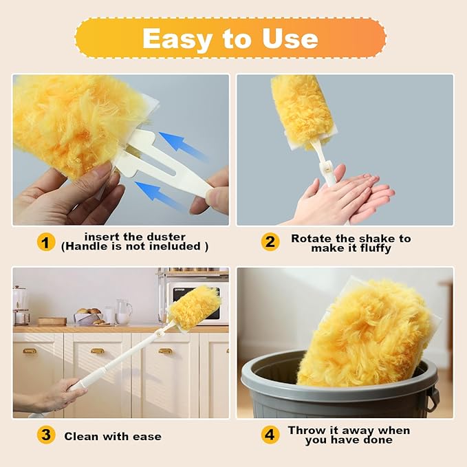 Heavy Duty Duster Refills, Disposable Dusters Kit for Cleaning, Multi Surface 360 Feather Duster(30) (Handle is Not Included)