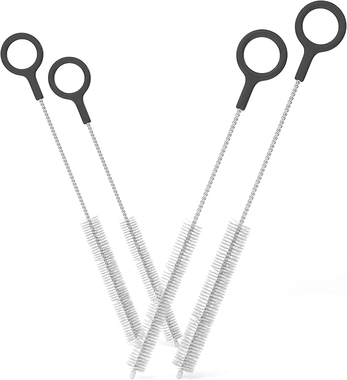 Heavy Duty Cleaning Brushes Set of 4 - Extra Long Straw Cleaners for Metal and Plastic Reusable Drinking Straws, to Clean Small Spaces, Sippy Cups, Water Bottles - Sturdy Hard Brush Bristles
