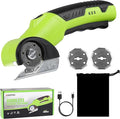 Electric Scissors & Cardboard Cutter, 4V Cordless Power Box Cutter for Recycling - 2000mAh Rechargeable Battery -Rotary Cutter Tool for Fabric, Carpet & Leather -Includes 3 Blades & Storage Bag
