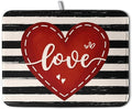 Valentine's Day Dish Drying Mat for Kitchen Counter 18x24 Black White Stripes Red Love Heart Dishes Drainer Mats Absorbent Dish Pad Large Dish Draining Mat for Coffee Bar