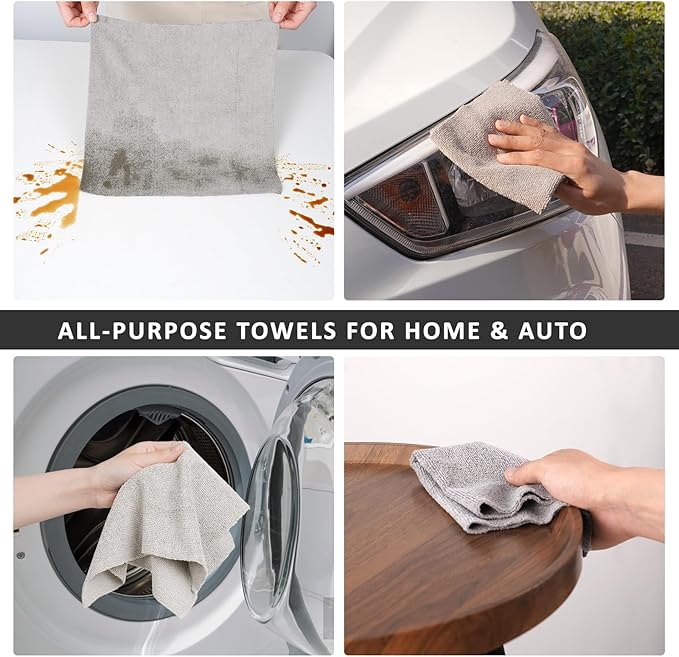 YoulerTex Reusable Cleaning Cloths Microfiber Towel: 50 Pack Washable Tear Away Cleaning Towels Roll - 12× 12 Absorbent Rags Drying Dishcloths for Kitchen House Car (20, Brown Cup Pattern)