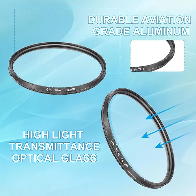 MECCANIXITY 52mm Circular Polarizer Filter, Double Sided Multi-Layer Coatings Polarizing Filter with Cleaning Cloth for Camera Lens