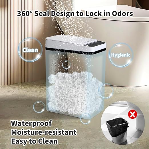 3 Pack Bathroom Trash Can with Lid, 2.5 Gallon Small Slim Trashcan, Automatic Trash Can Touchless, Motion Sensor Waterproof Plastic Trash Bin for Bedroom Kitchen Office Living Room (Black+Gray+White)