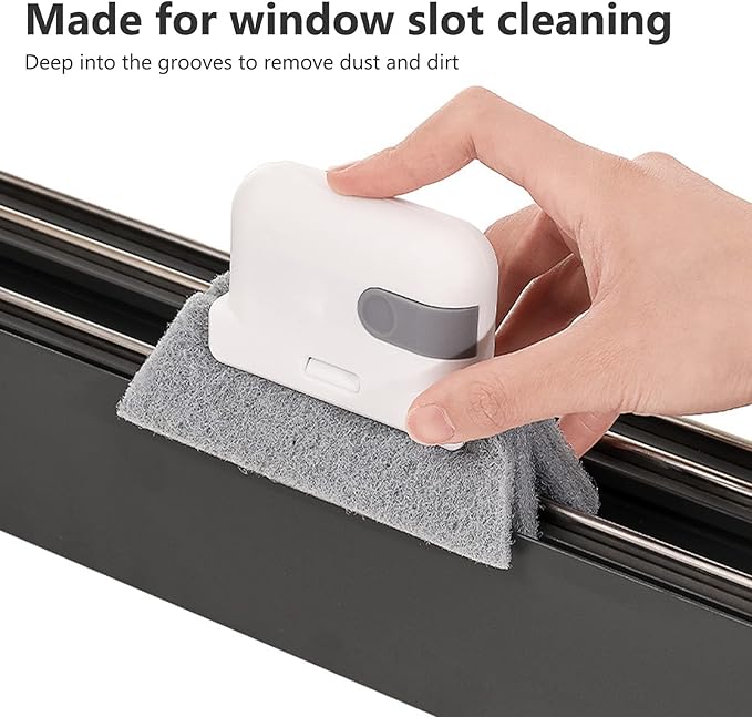 Hand held Groove Gap Cleaning Tools Window Track Cleaning Tools 5Pcs Window Track Cleaning Brush Detachable Window Groove Gap Cleaning Brush Tools with Scraper for Window Sliding Door