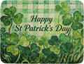 St Patrick's Day Shamrock Dish Drying Mat for Kitchen Counter 18x24 Green Lucky Clover Plaid Happy Holiday Absorbent Reversible Microfiber Drying Mats Kitchen Countertop Protector Dishes Drainer Pad