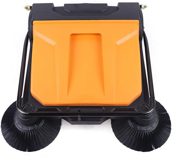 Industrial Floor Sweeper 26" 15L Hand-Push Sweeping Sweeper 360° Rotary Sweeper for Indoor Outdoor Orange