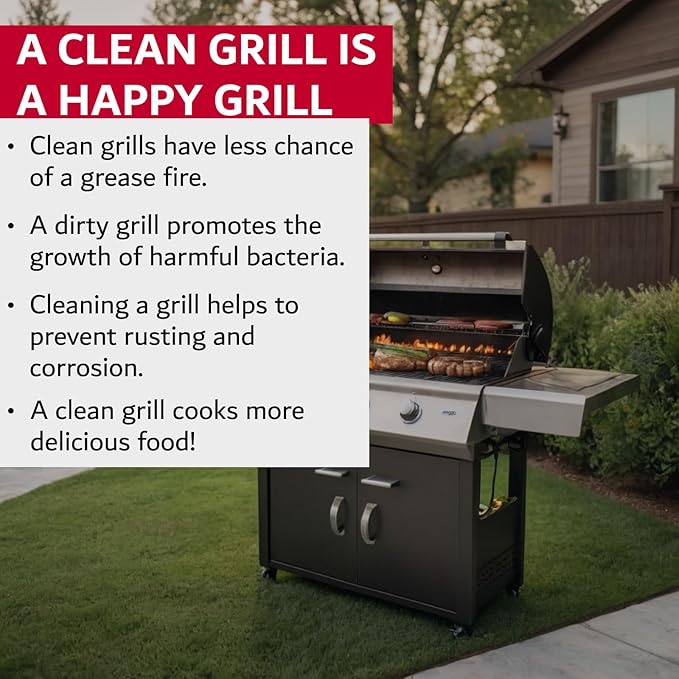 Chef Master Grill Brush with Scraper Head – Heavy-Duty Wire Bristle Cleaner - Grill Barbecue Cleaner for Outdoor - Ergonomic Handle, Outdoor BBQ Tool & Accessories - 90044