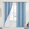 YoungsTex Light Blue Linen Blackout Curtains 63 Inches Long for Bedroom, Room Darkening Thermal Insulated Drapes with Grommet for Coastal Living Room, 2 Panels, 42 X 63 Inch