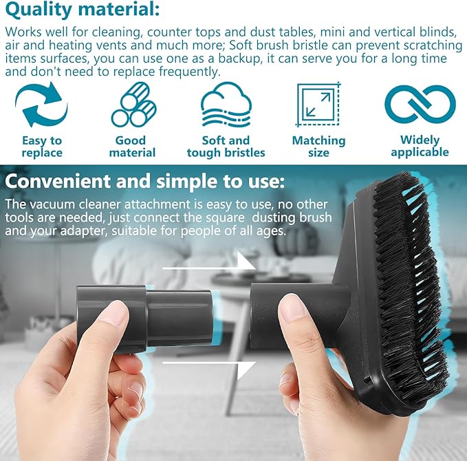 HASMX 5.5" Wide Black Vacuum Furniture Tool with Brush Strip for Dirt Devil, Electrolux, Eureka, Rainbow, Shop Vac Vacuums, Fits 1.25" Vacuum Cleaner Upholstery Tool Vac Attachment (1-Pack)