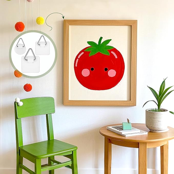30 Pack Adhesive Picture Hanger Picture Hanging Hooks Without Nails Invisible Adhesive Wall Hangers Plastic Sticky Picture Hangers for Photo Frame Foamboard Plate Wall Art Decor