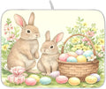 Cute Easter Bunny Rabbit Eggs Dish Drying Mat for Kitchen Counter Absorbent Microfiber Small Drying Pad Dish mats for Kitchen Countertops 16 x 18 Inch