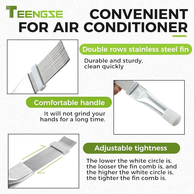 Air Conditioning Brush Tool, Window Blind Cleaner Duster Brush, Steel AC Evaporator Comb, Radiator Condenser Fin Comb, FCR6 Fin Comb Tool for AC Evaporator Radiator