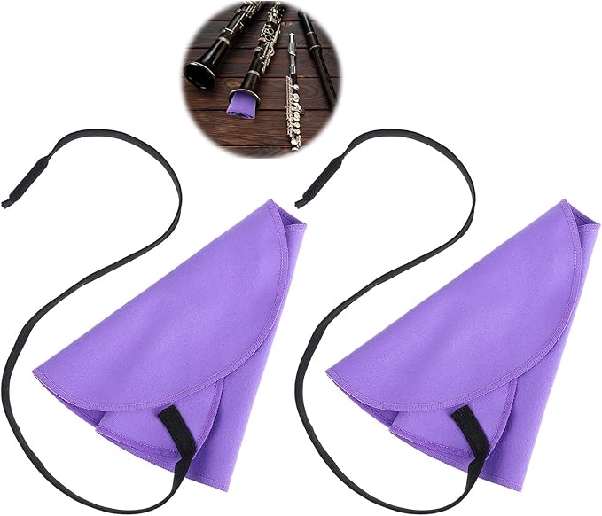 2 PCS Clarinet Swab Cloth Cleaner, Effectively Clean Dirt, Clarinet Cleaning Product, Lint-Free, Super Soft, Cleaning Cloth Swab for Inside Tube Suitable Piccolo Flute Sax Saxophone（Purple）