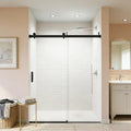 56-60" W x 76" H Frameless Soft-Close Sliding Shower Door, 3/8" (10mm) SGCC Tempered Glass, Reversible Install, Matte Black Finish, Elegant Bathroom Upgrade