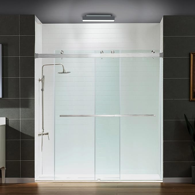 Woodbridge Frameless Tub Doors 66-72" Width x 76" Height with 5/16"(8mm) Clear Tempered Glass, 2 Ways Opening & Double Sliding in Polished Chrome Finish