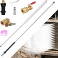 40in Radiator Cleaning Wand,Water and Air Dual-Use 4500 PSI Pressure Washer Tool With 25° Fan Nozzles,4 Brass Connectors,Cleaning Brush,Wrench and Sealing Tape (14 Linear Holes)