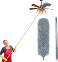 Microfiber Feather Duster with Extendable Pole, 100-inch Extra-Long Dusters Telescoping Cobweb Duster for Cleaning, Bendable and Washable Microfiber Head, Duster for High Ceiling, Fan, Furniture