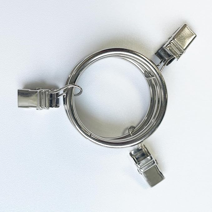 100 Pack Metal Curtain Rings with Clips, Drapery Clips Hooks, Decorative Curtain Rod Clips 1.5 in Interior Diameter, Silver